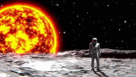 astronaut on the moon facing the sun