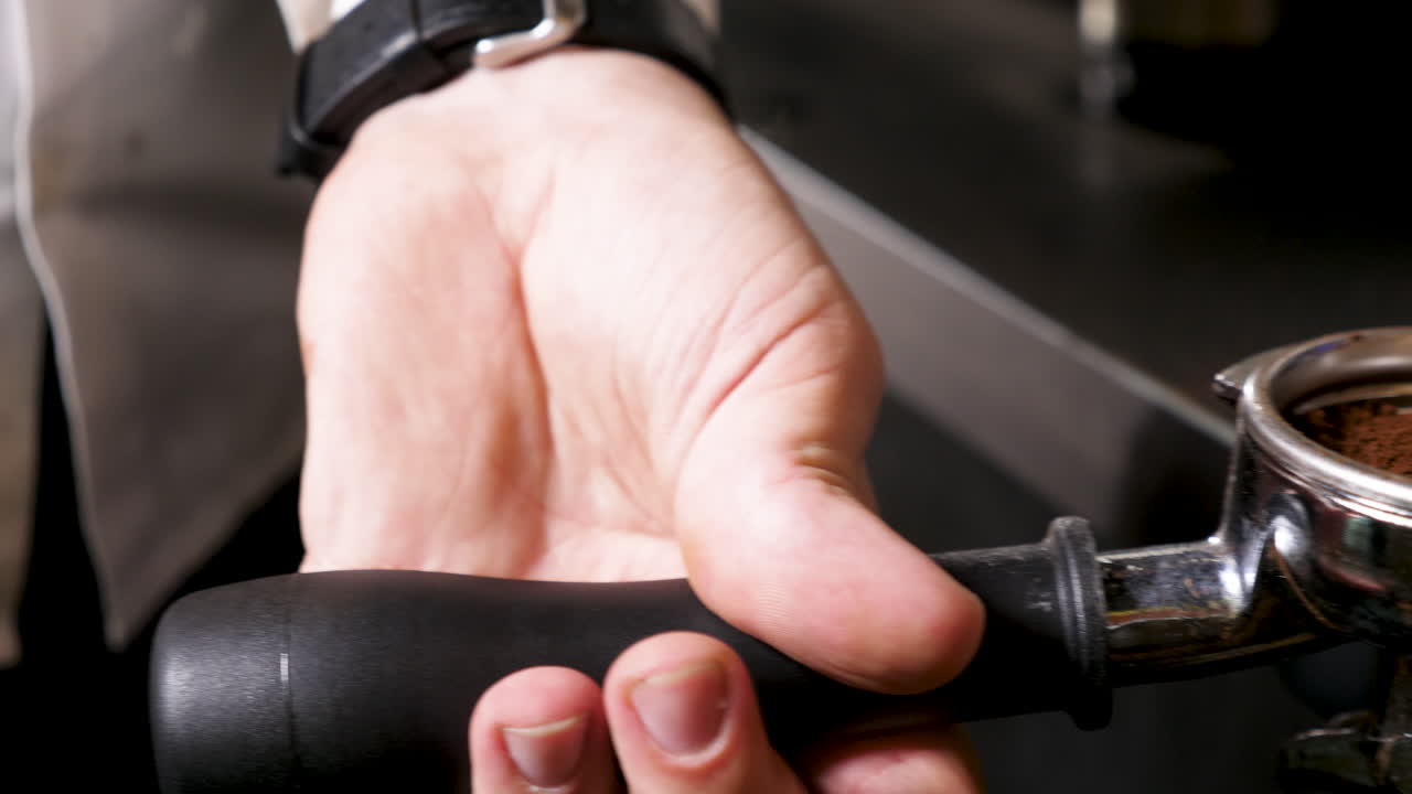 Espresso Preparation with Portafilter and Tamper