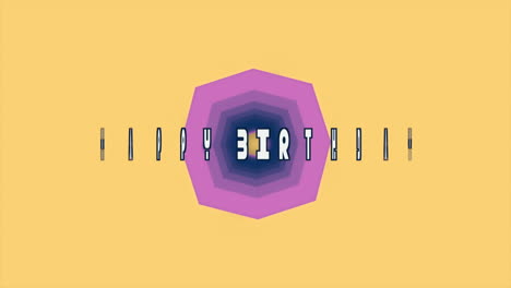 tarjeta de cumpleaños con diseño colorido en fondo amarillo