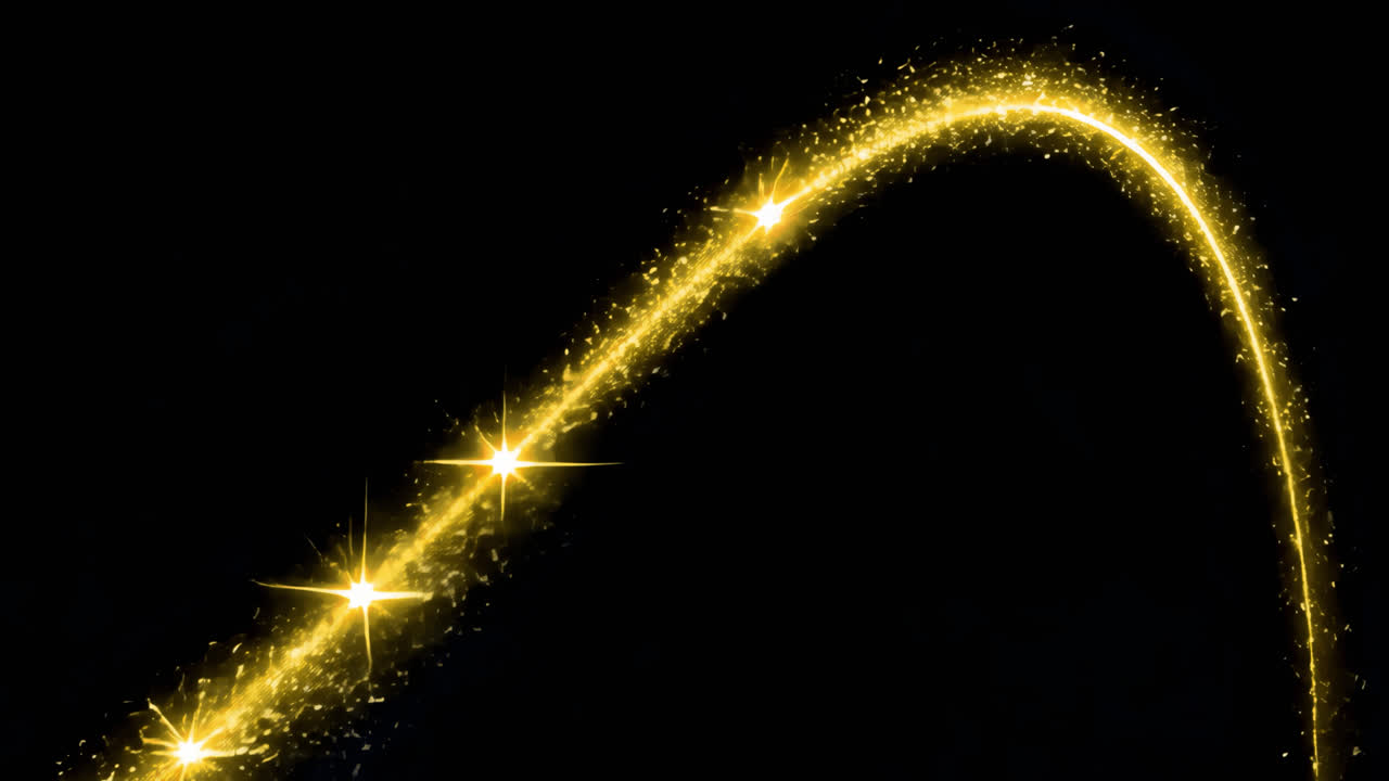 Glittering gold arc animated overlay, transparent 4K video, alpha channel, ProRes 4444