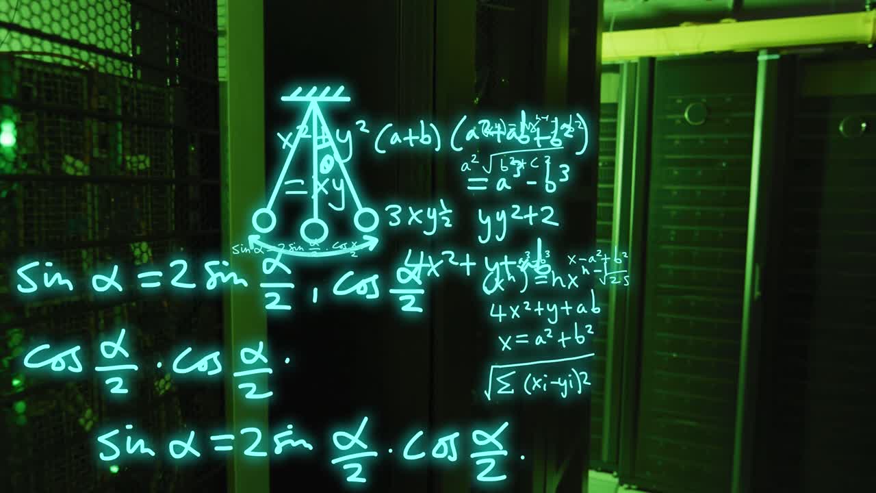 animación de ecuaciones matemáticas en la sala del servidor