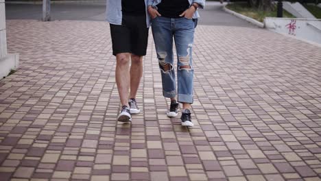 Front-View-Of-A-Couple-Walking-In-The-Park