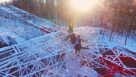 Electricity-engineer-working-on-high-voltage-tower.-Electricity-installation