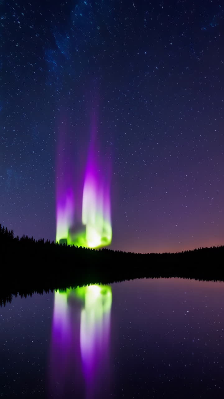 Aurora Borealis over a Calm Lake