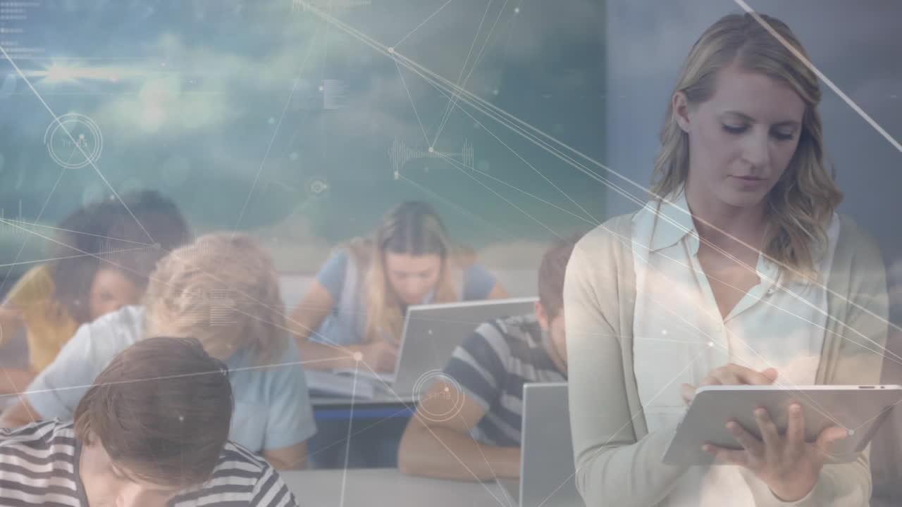 animación de la red de conexiones entre maestras y estudiantes