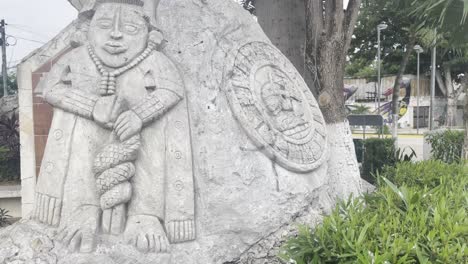 tulum mexico riviera maya downtown ancient mayan sculpture in city