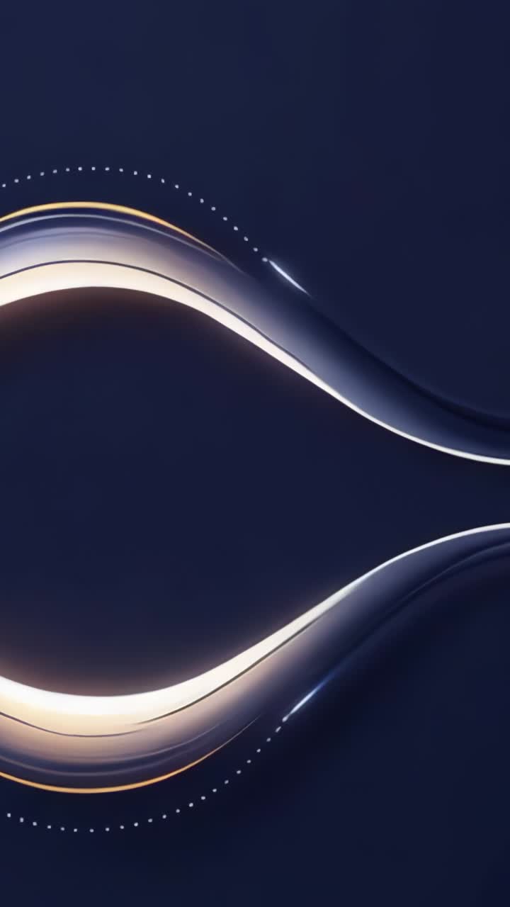Vertical video: Starting glowing ribbons merging, splitting on navy gradient, eye shape emerging