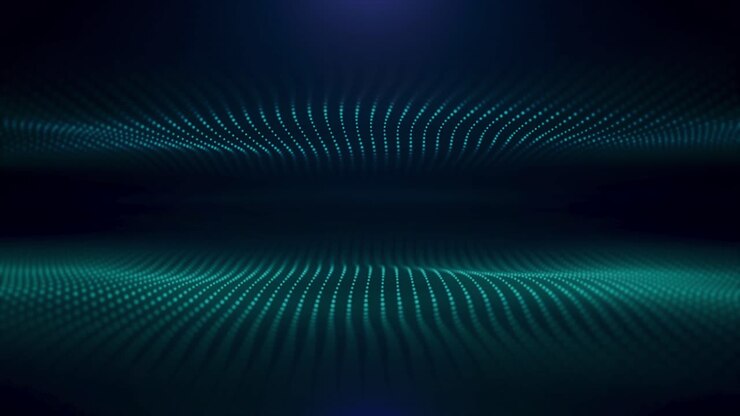 Abstract blue and green digital background with lines and dots