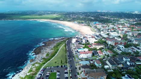 Drone-Aéreo-Maroubra-Océano-Playa-Residencial-Vivienda-Apartamentos-Unidades-Costa-Promontorio-Sydney-Ciudad-Viajes-Turismo-Australia