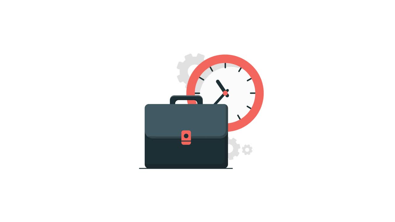 Animated Briefcase and Clock with Moving Gears