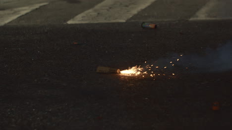 fallas fireworks on the streets of valencia