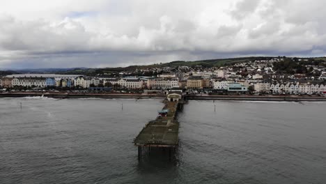 aerial view of teignmouth's grand pier and beach