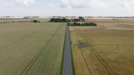 paved road in vast farmland near gunnar colleges farm shop in hammenhög, sweden