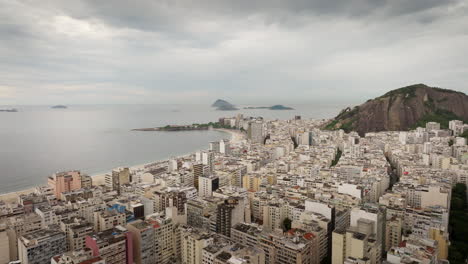 aerial view over copacabana neighborhood buildings in rio de janeiro, brazil