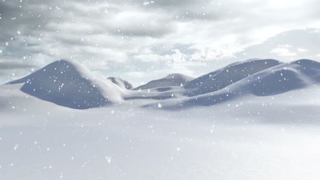 animation of father christmas in sleigh white silhouette flying over snowy winter scenery