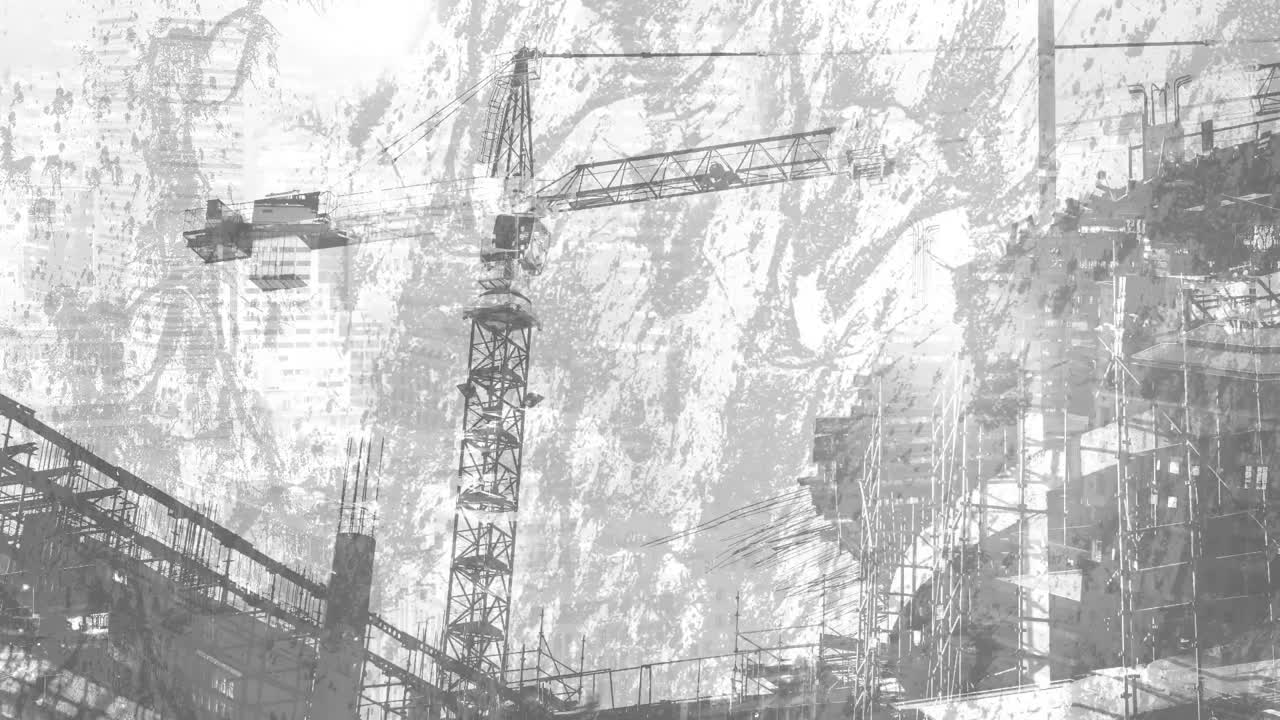 건축 현장 위에서 움직이는 모양의 애니메이션