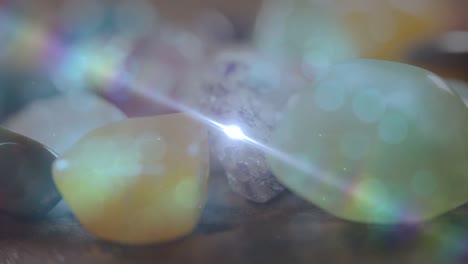 animation of stars moving over stones on wooden surface