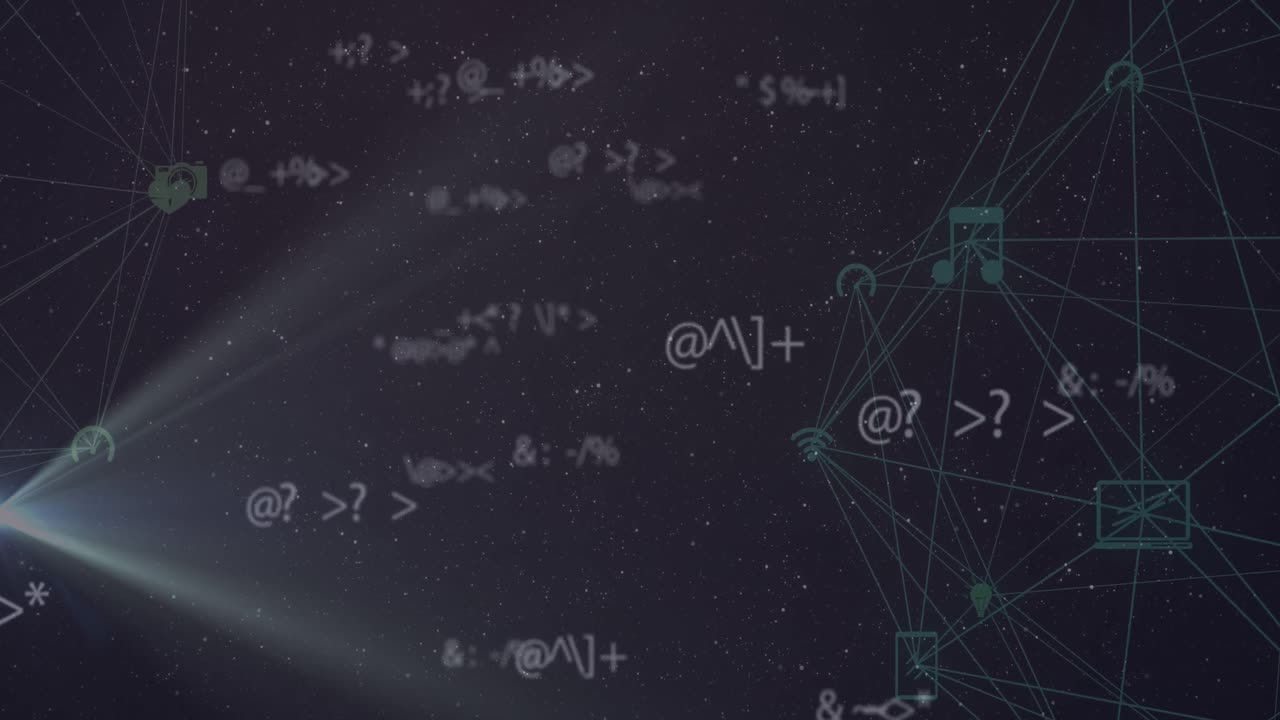 Multiple changing mathematical symbols and globes of digital icons spinning against blue background