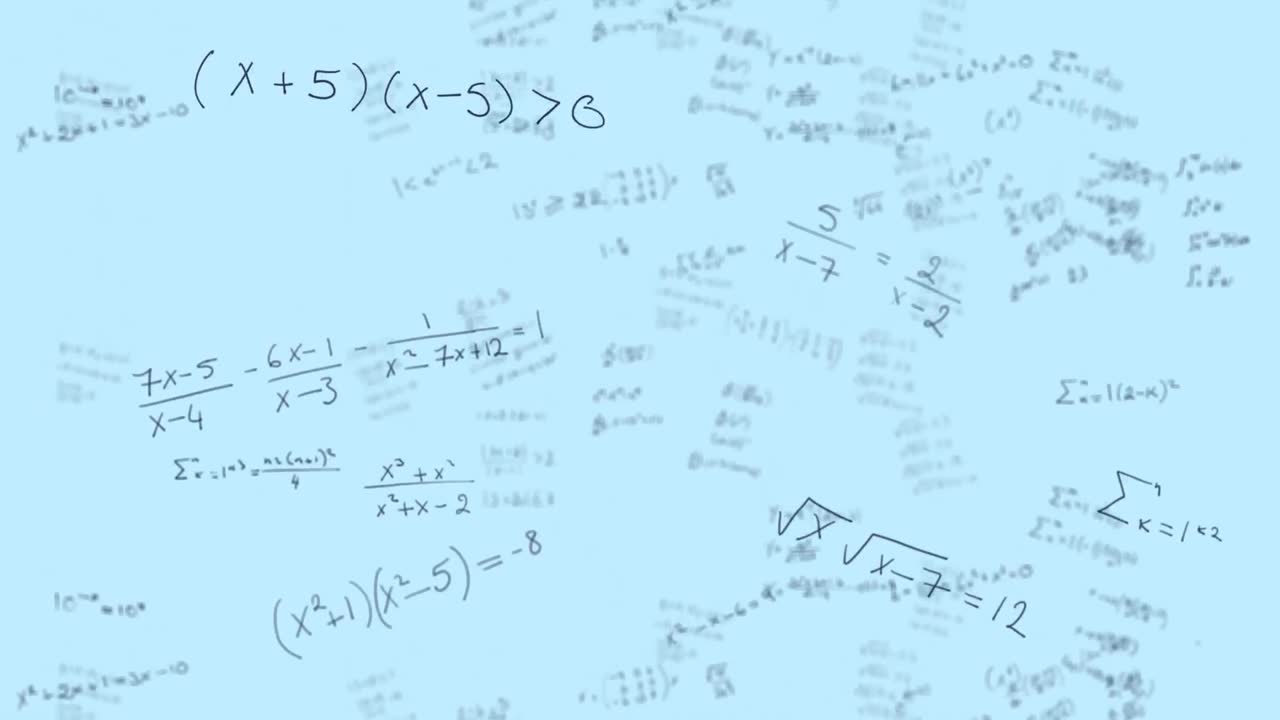ecuaciones matemáticas que se mueven contra un fondo blanco