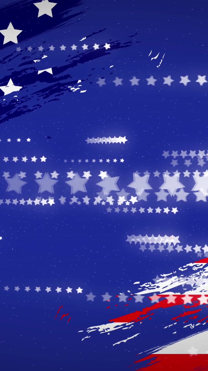 Animation of stars over flag of usa on blue background