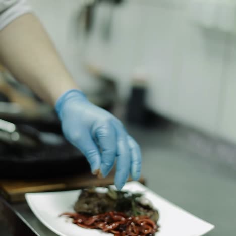 bistec de carne preparado con verduras