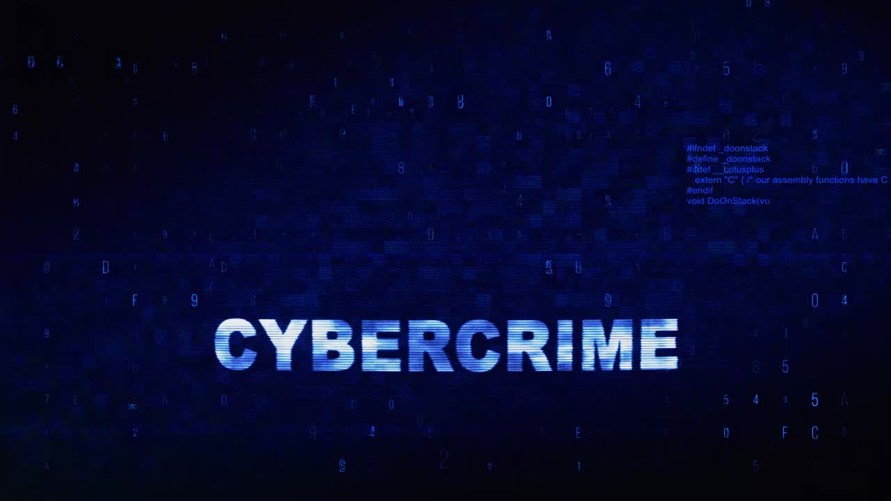 Cybercrime Warning Sign on Digital Background