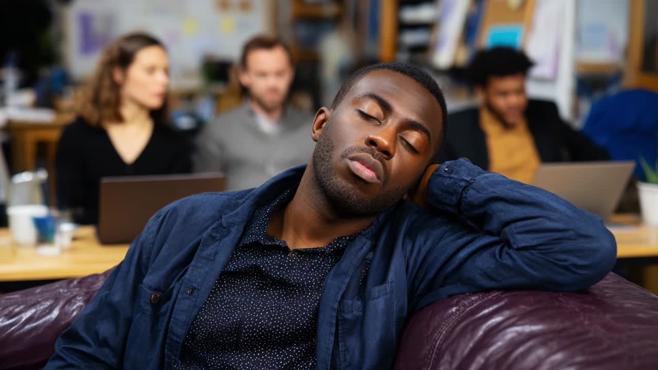 Man Sleeping in Office