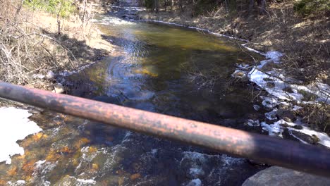 stream in spring with snow