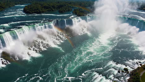 niagara falls aerial view with rainbow