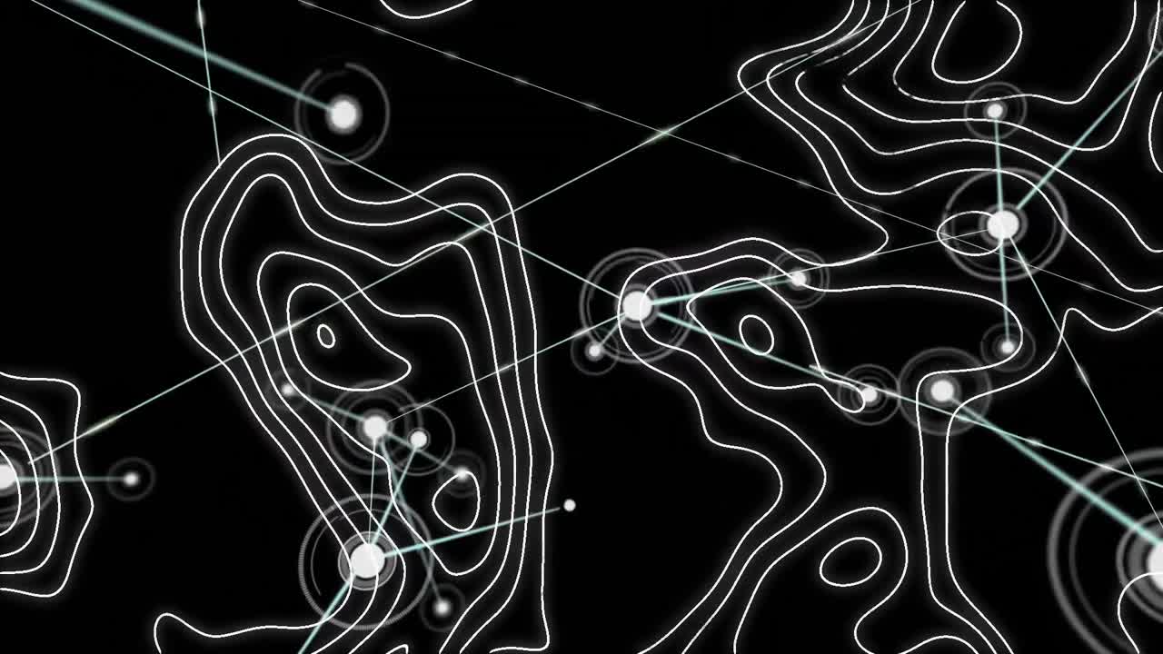 animación de líneas blancas y red de conexiones sobre fondo negro