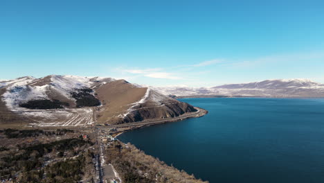 snowy mountains and lake view