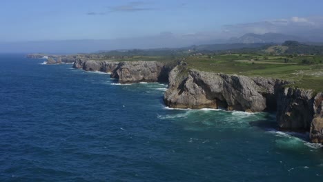 incredible jagged sharp coastline of bufones de pria asturias spain aerial view