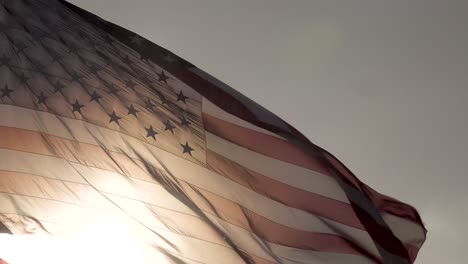 USA-American-flag-close-up-with-sun-backlit-cloudy-rainy-day-4k