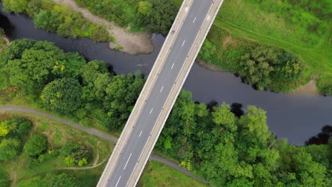 aerial overhead rotating shot of newton cap viaduct in bishop auckland, county durham - uk