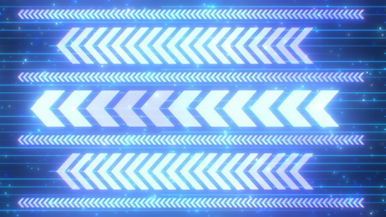 미래의 박이는 네온 빛 화살표 빠른 속도 운동 입자 - 4k 원활한 vj 루프 운동 배경 애니메이션