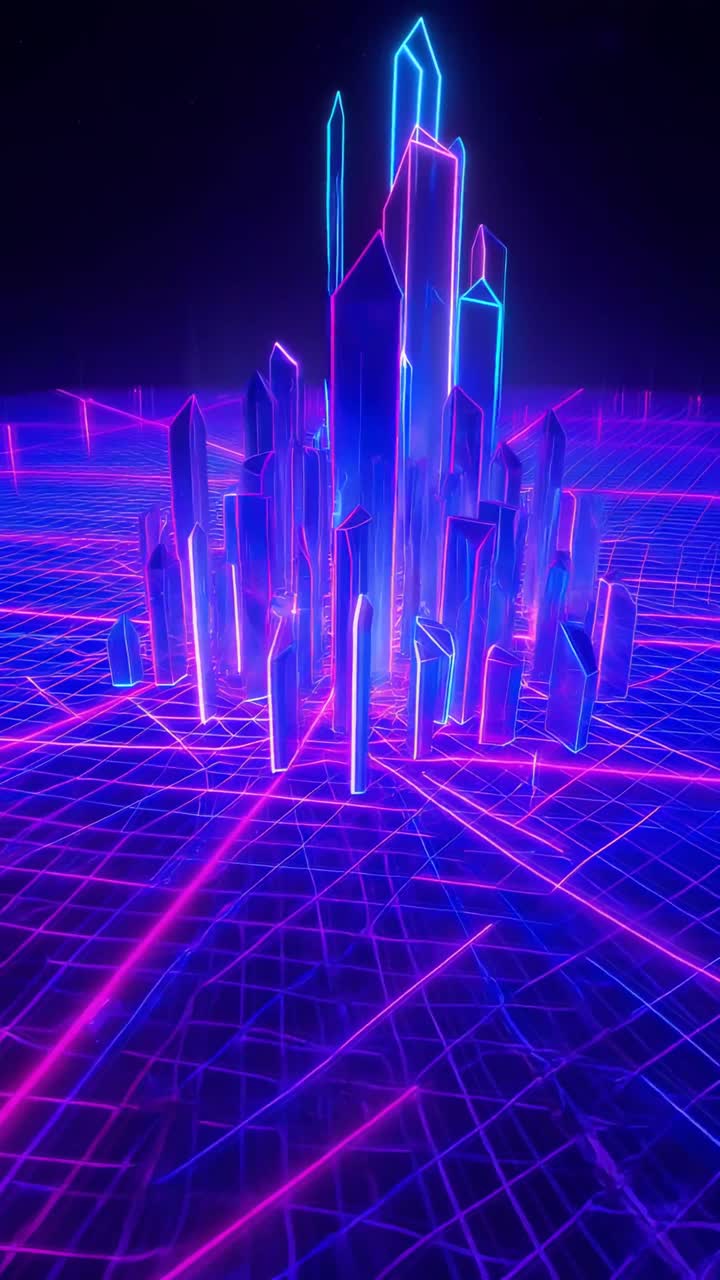 Rejilla de neón 4K retrofuturista de ciencia ficción estilo Retrowave