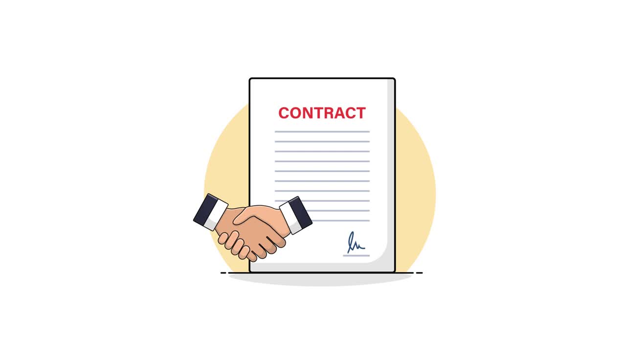 Animated Contract Signing and Business Handshake Agreement