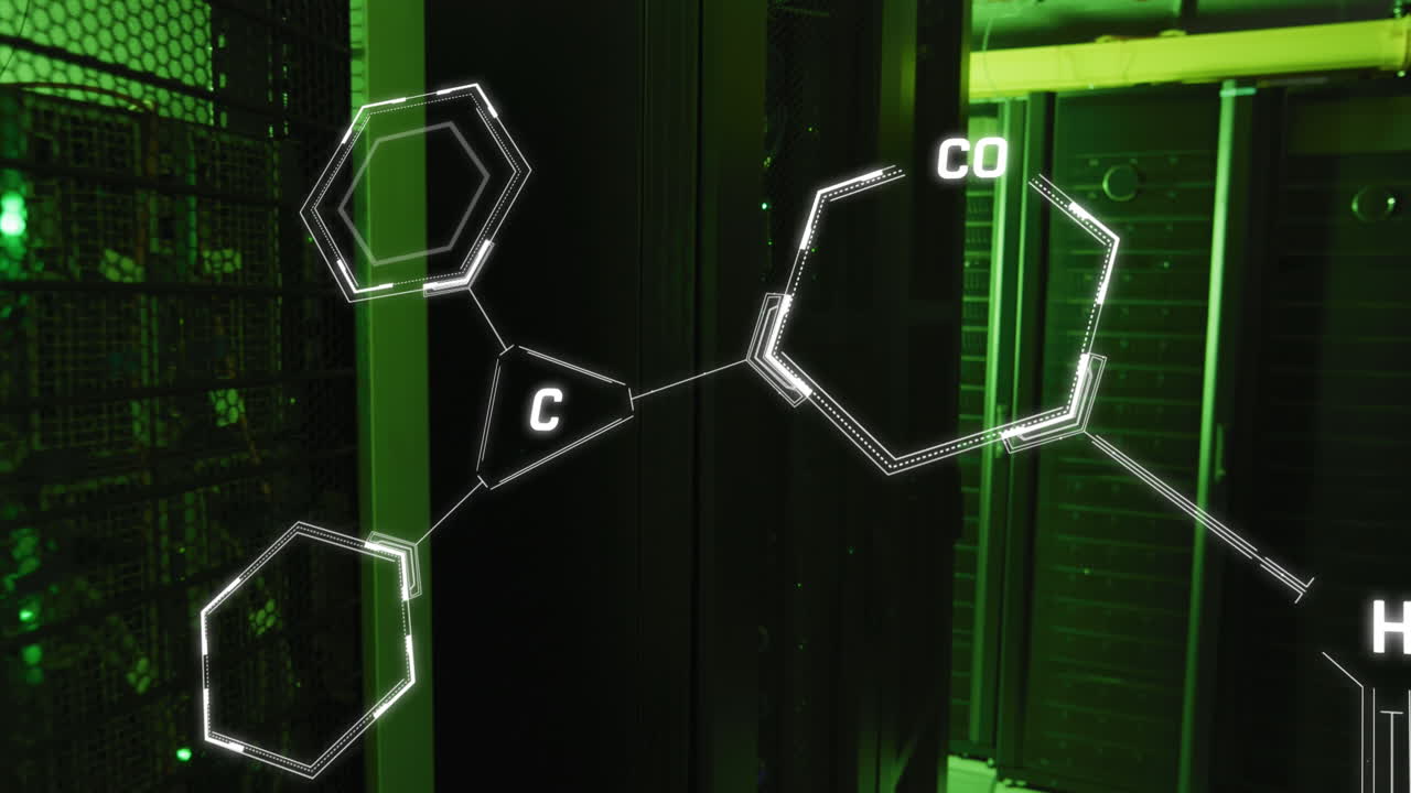 분자 구조와 컴퓨터 언어의 애니메이션을 조명된 서버 에서