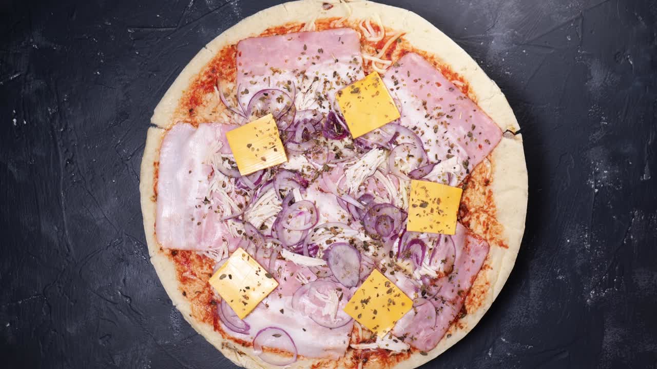 피자 핑 클로즈업 회전 느린 모