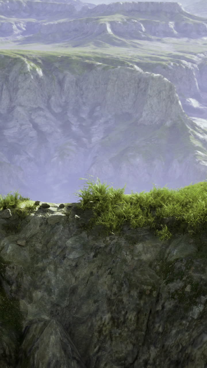 Majestic landscape showcasing rugged cliffs and vibrant greenery at sunrise