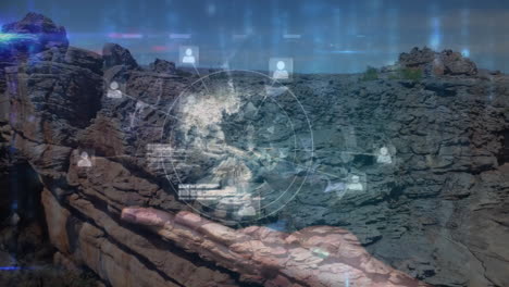 animación de la red de conexiones sobre las rocas