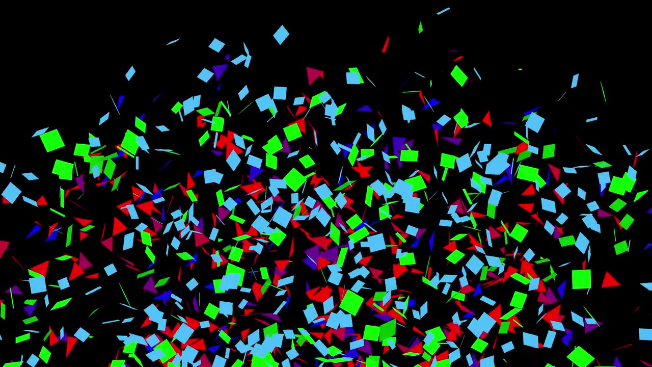 Coriandoli colorati che cadono su uno sfondo nero.