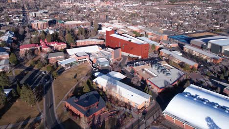 aerial view of nau northern arizona university campus buildings, flagstaff, arizona usa