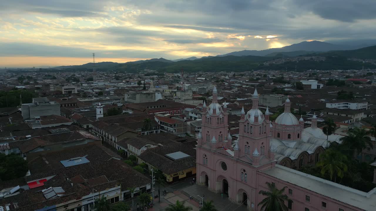 Aerial View of Jericó, Colombia at Sunset