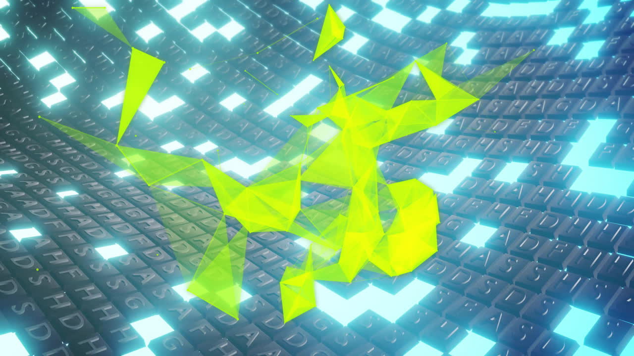 Animating yellow geometric shapes over illuminated keyboard keys