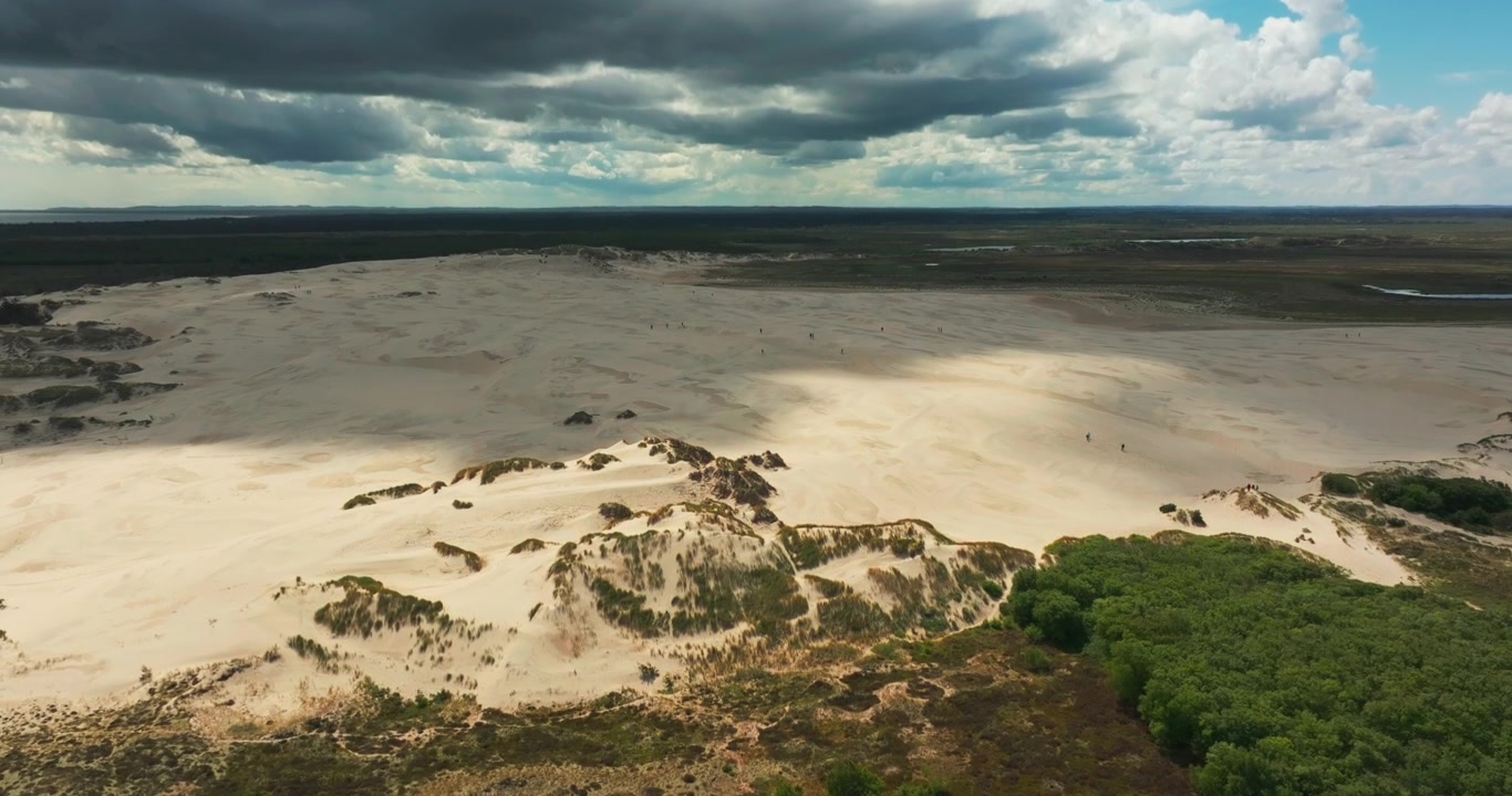 Veduta aerea da drone sulle dune di sabbia di Råbjerg Mile a Skagen, Danimarca.