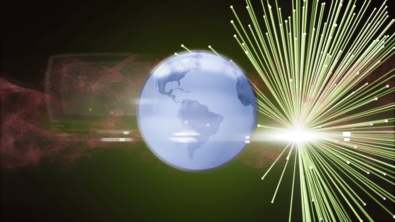 анимация земного шара над обработкой данных и сетью соединения