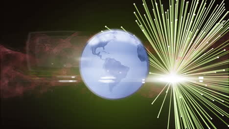 animación del mundo sobre el procesamiento de datos y la red de conexión