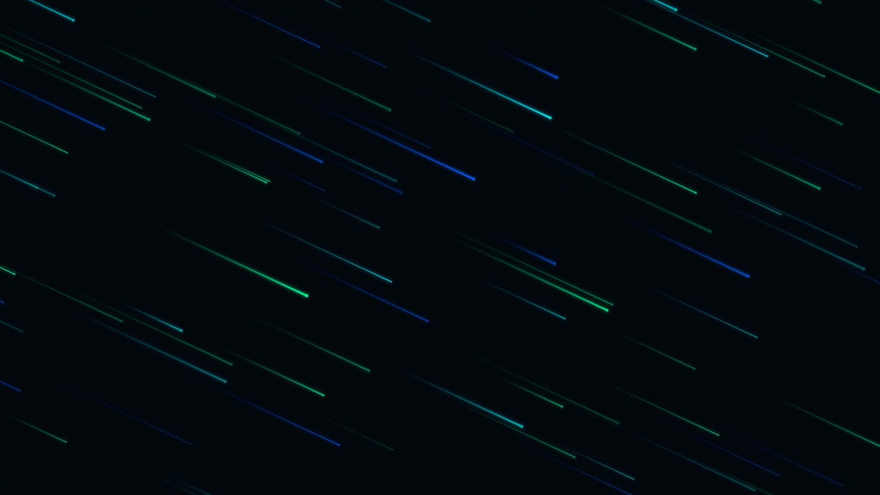 Sfondo astratto in movimento con scie di luce verdi e blu luminose