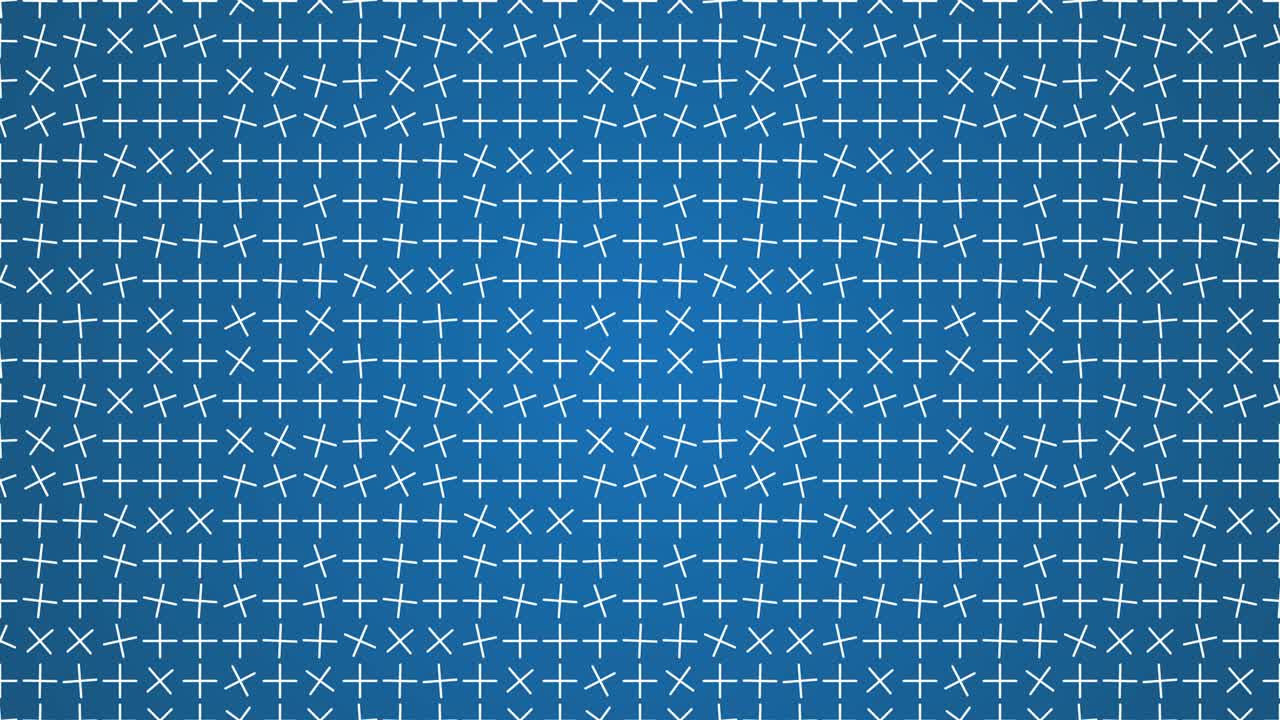 formas básicas giratorias cruces blancas fondo azul animado